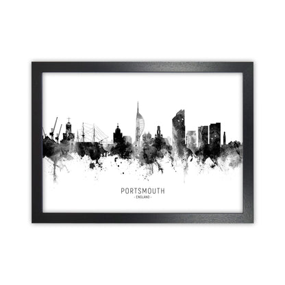 Portsmouth England Skyline Black White City Name  by Michael Tompsett Black Grain