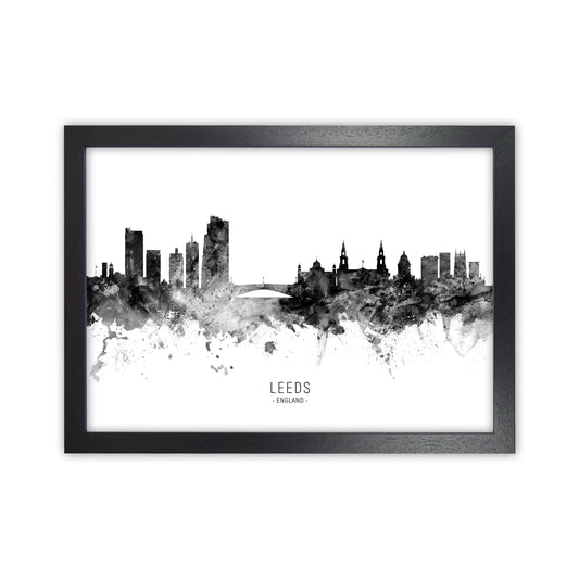 Leeds England Skyline Black White City Name  by Michael Tompsett Black Grain