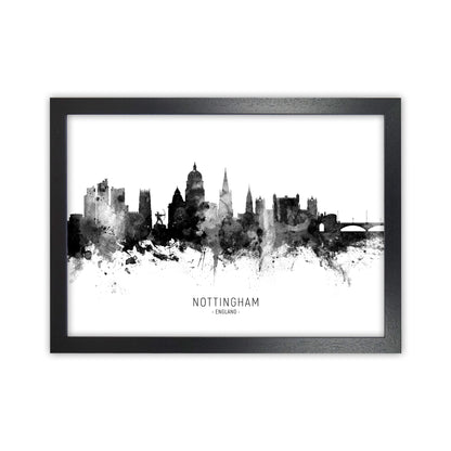 Nottingham England Skyline Black White City Name  by Michael Tompsett Black Grain