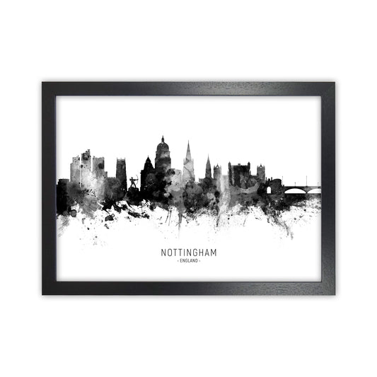 Nottingham England Skyline Black White City Name  by Michael Tompsett Black Grain