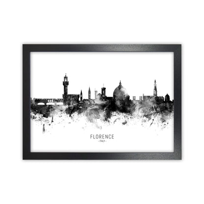 Florence Italy Skyline Black White City Name  by Michael Tompsett Black Grain