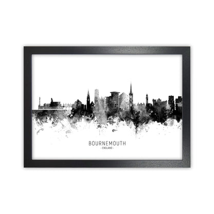 Bournemouth England Skyline Black White City Name  by Michael Tompsett Black Grain