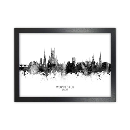 Worcester England Skyline Black White City Name  by Michael Tompsett Black Grain