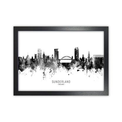 Sunderland England Skyline Black White City Name  by Michael Tompsett Black Grain