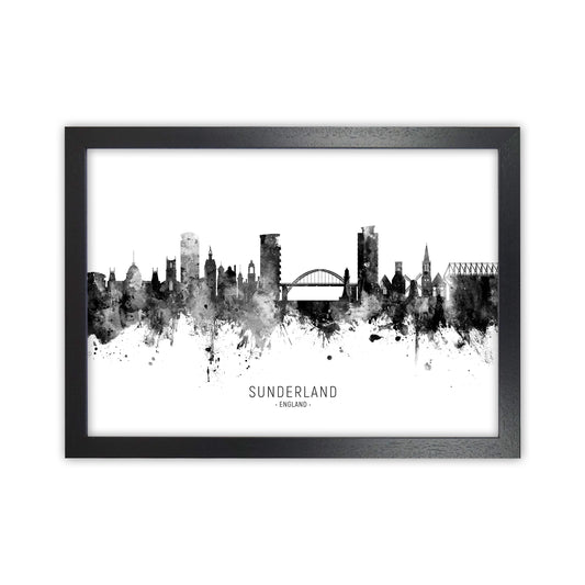 Sunderland England Skyline Black White City Name  by Michael Tompsett Black Grain