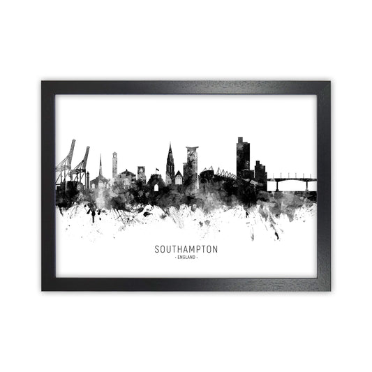 Southampton England Skyline Black White City Name  by Michael Tompsett Black Grain