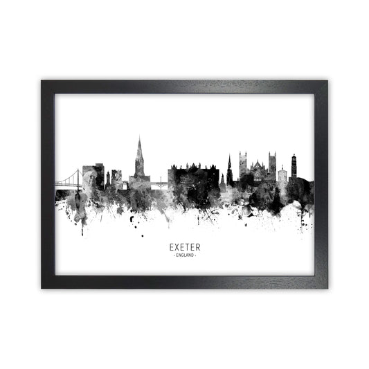 Exeter England Skyline Black White City Name  by Michael Tompsett Black Grain