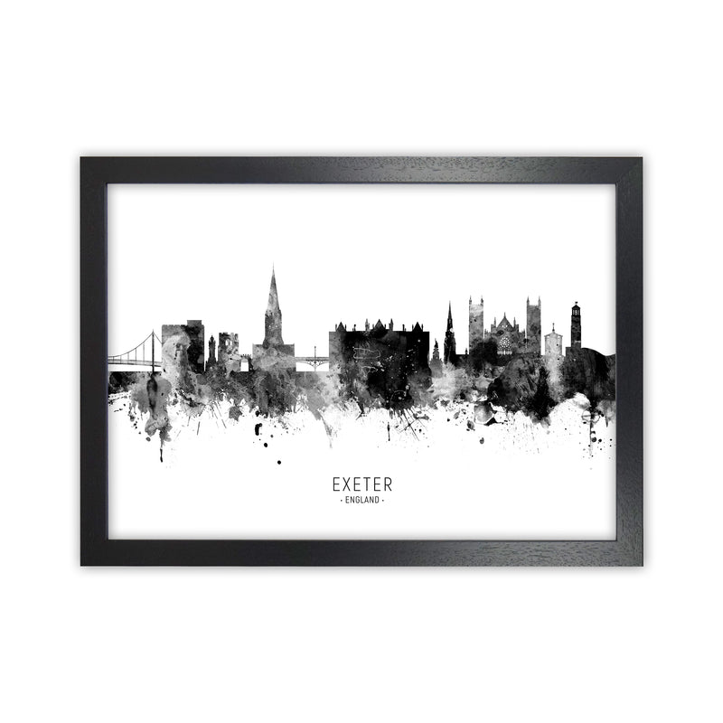 Exeter England Skyline Black White City Name  by Michael Tompsett Black Grain