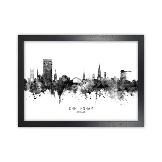 Cheltenham England Skyline Black White City Name  by Michael Tompsett Black Grain