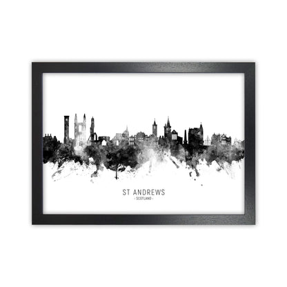 St Andrews Scotland Skyline Black White City Name  by Michael Tompsett Black Grain