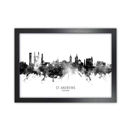 St Andrews Scotland Skyline Black White City Name  by Michael Tompsett Black Grain