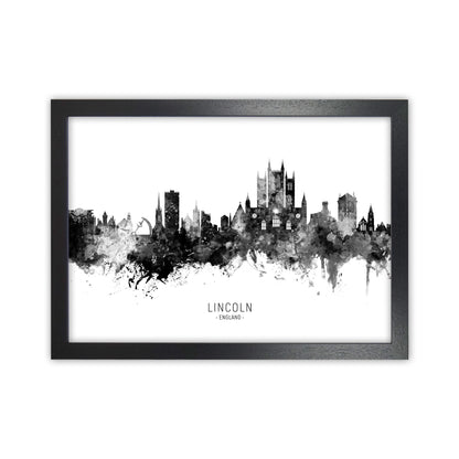 Lincoln England Skyline Black White City Name  by Michael Tompsett Black Grain