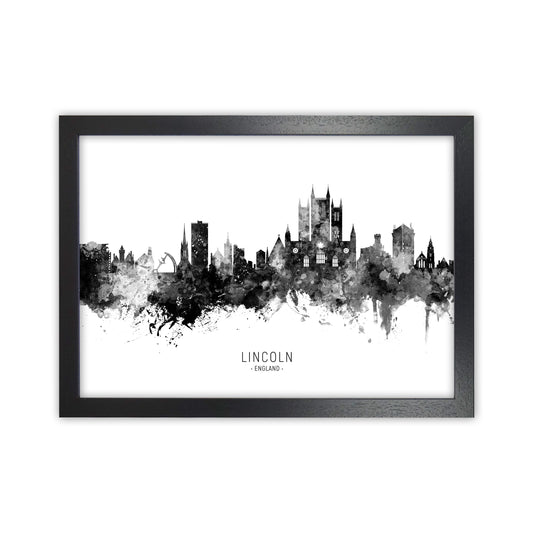 Lincoln England Skyline Black White City Name  by Michael Tompsett Black Grain