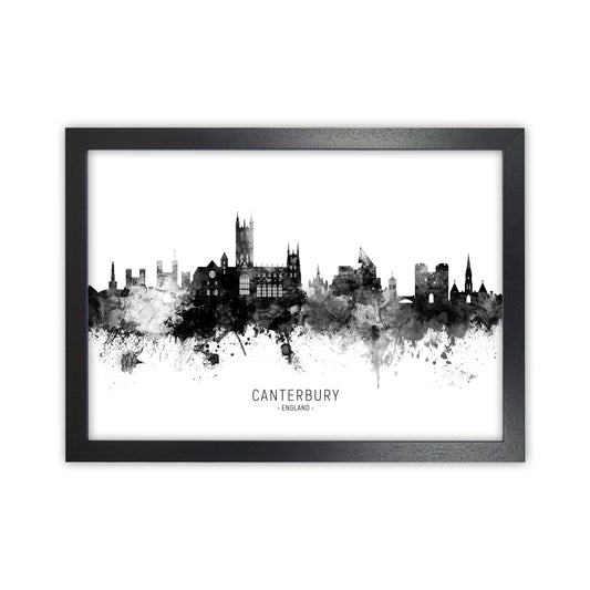 Canterbury England Skyline Black White City Name  by Michael Tompsett Black Grain