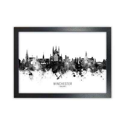 Winchester England Skyline Black White City Name  by Michael Tompsett Black Grain