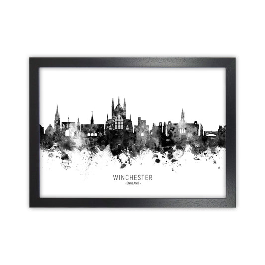 Winchester England Skyline Black White City Name  by Michael Tompsett Black Grain