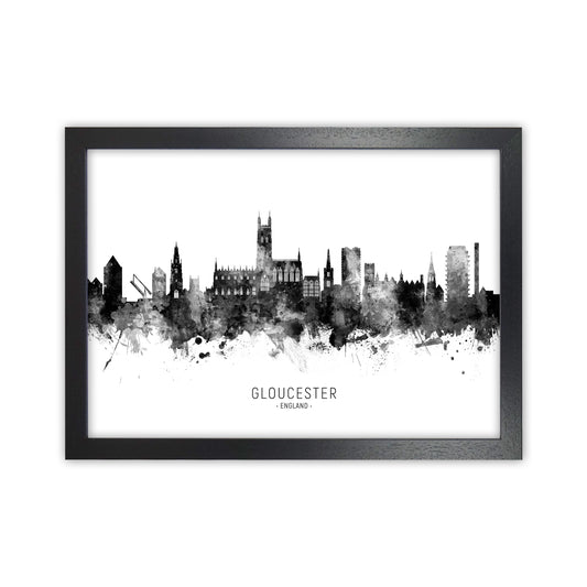 Gloucester England Skyline Black White City Name  by Michael Tompsett Black Grain
