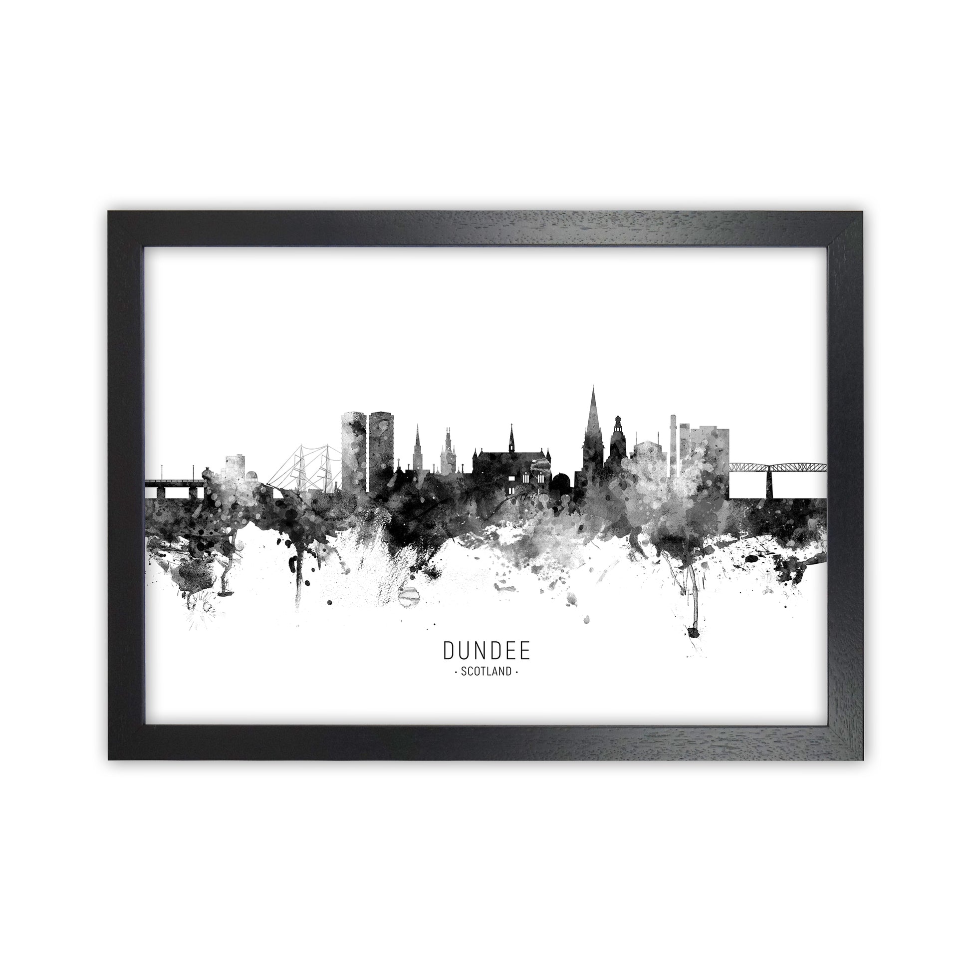 Dundee Scotland Skyline Black White City Name  by Michael Tompsett Black Grain
