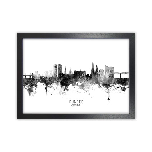 Dundee Scotland Skyline Black White City Name  by Michael Tompsett Black Grain