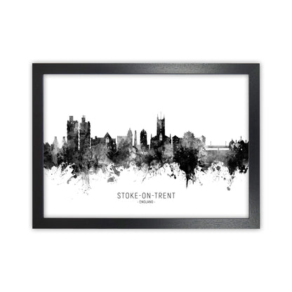 Stoke-On-Trent England Skyline Black White City Name  by Michael Tompsett Black Grain