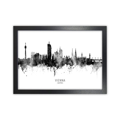 Vienna Austria Skyline Black White City Name  by Michael Tompsett Black Grain