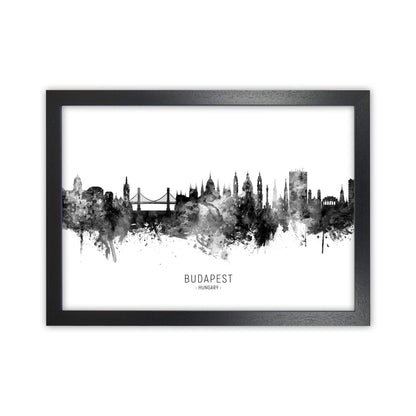 Budapest Hungary Skyline Black White City Name  by Michael Tompsett Black Grain