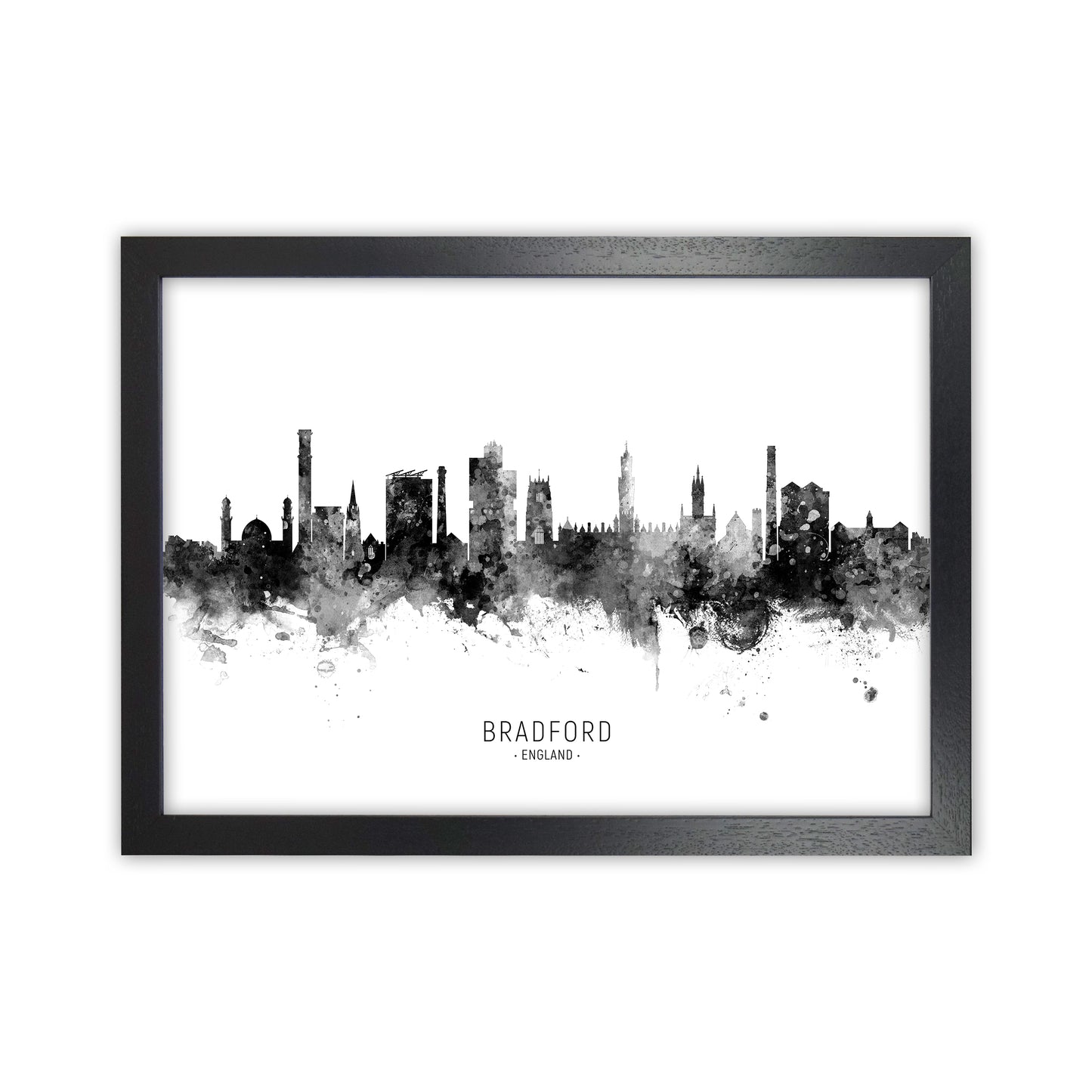 Bradford England Skyline Black White City Name  by Michael Tompsett Black Grain