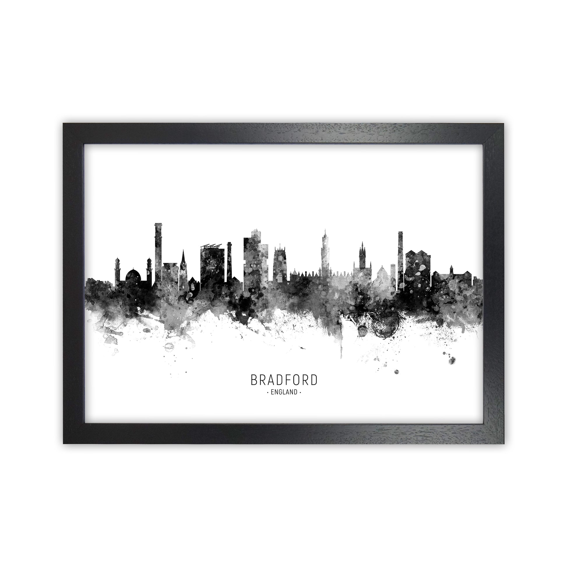 Bradford England Skyline Black White City Name  by Michael Tompsett Black Grain