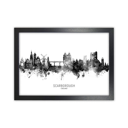 Scarborough England Skyline Black White City Name  by Michael Tompsett Black Grain