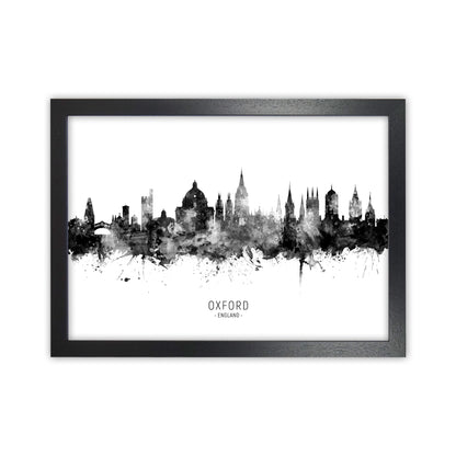 Oxford England Skyline Black White City Name  by Michael Tompsett Black Grain