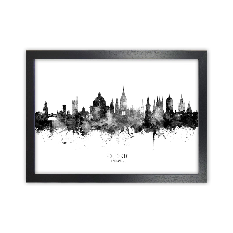 Oxford England Skyline Black White City Name  by Michael Tompsett Black Grain