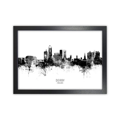 Derby England Skyline Black White City Name  by Michael Tompsett Black Grain