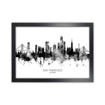 San Francisco California Skyline Black White City Name  by Michael Tompsett Black Grain