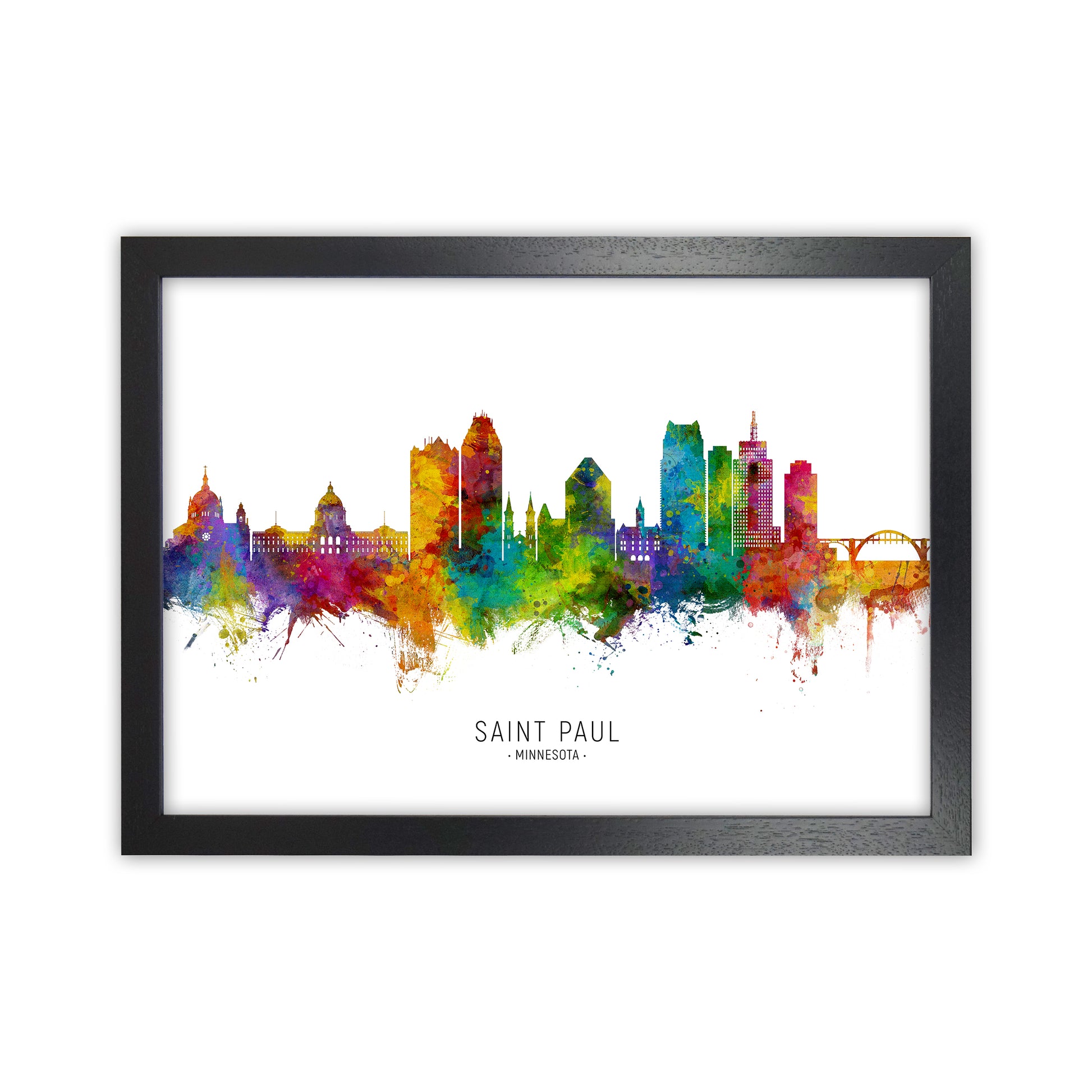 Saint Paul Minnesota Skyline Art Print by Michael Tompsett Black Grain