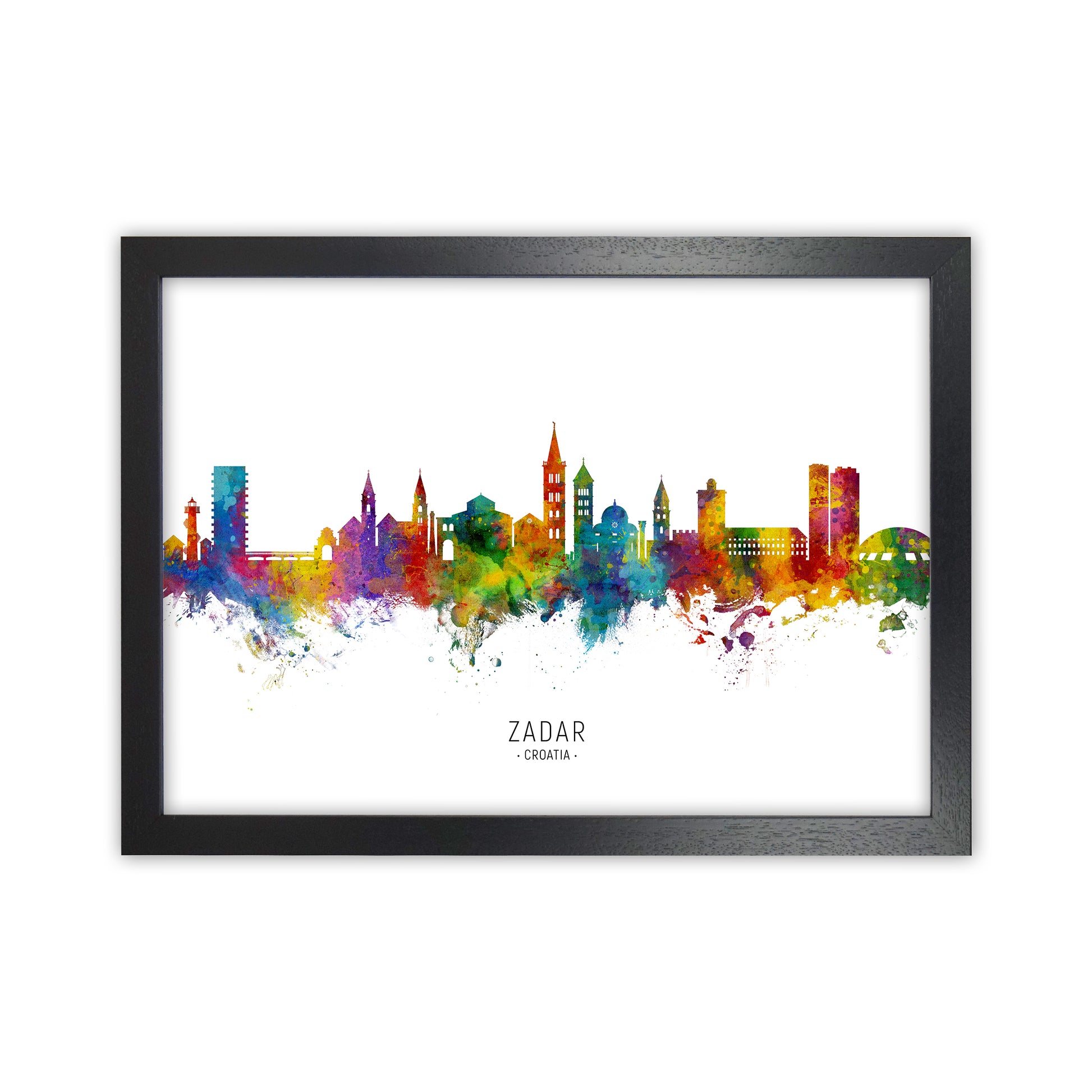 Zadar Croatia Skyline Art Print by Michael Tompsett Black Grain