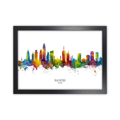 Nairobi Kenya Skyline Art Print by Michael Tompsett Black Grain