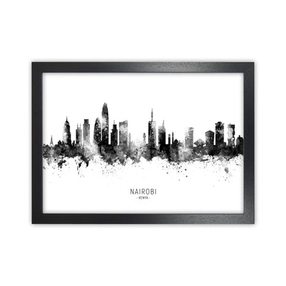 Nairobi Kenya Skyline Black White City Name  by Michael Tompsett Black Grain