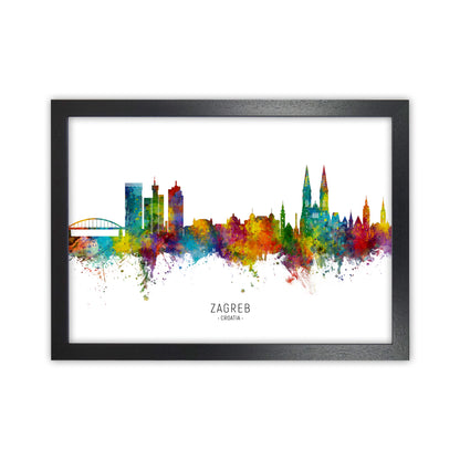 Zagreb Croatia Skyline Art Print by Michael Tompsett Black Grain