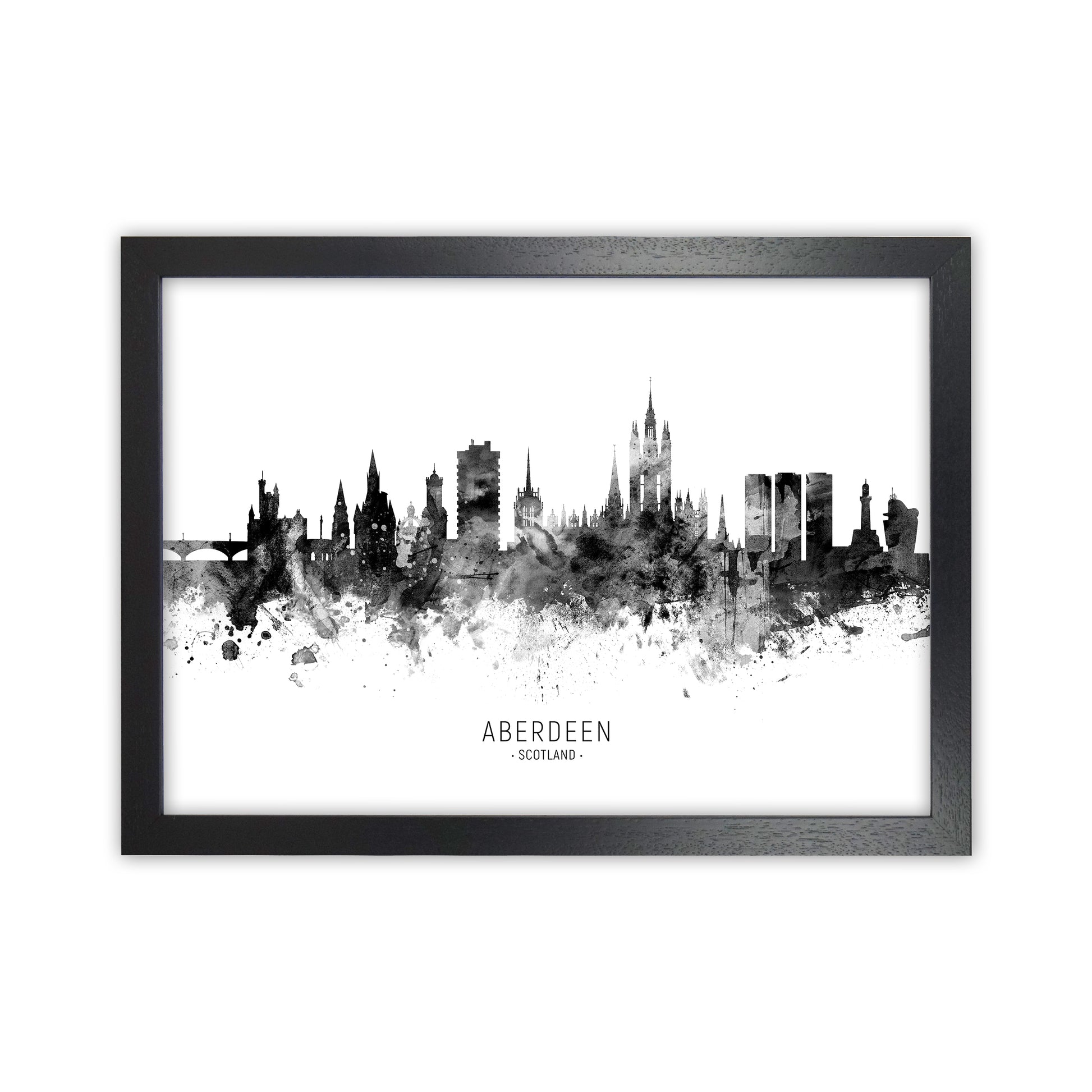 Aberdeen Scotland Skyline Black White City Name  by Michael Tompsett Black Grain