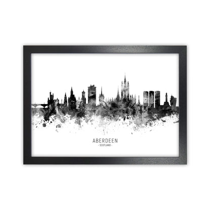 Aberdeen Scotland Skyline Black White City Name  by Michael Tompsett Black Grain