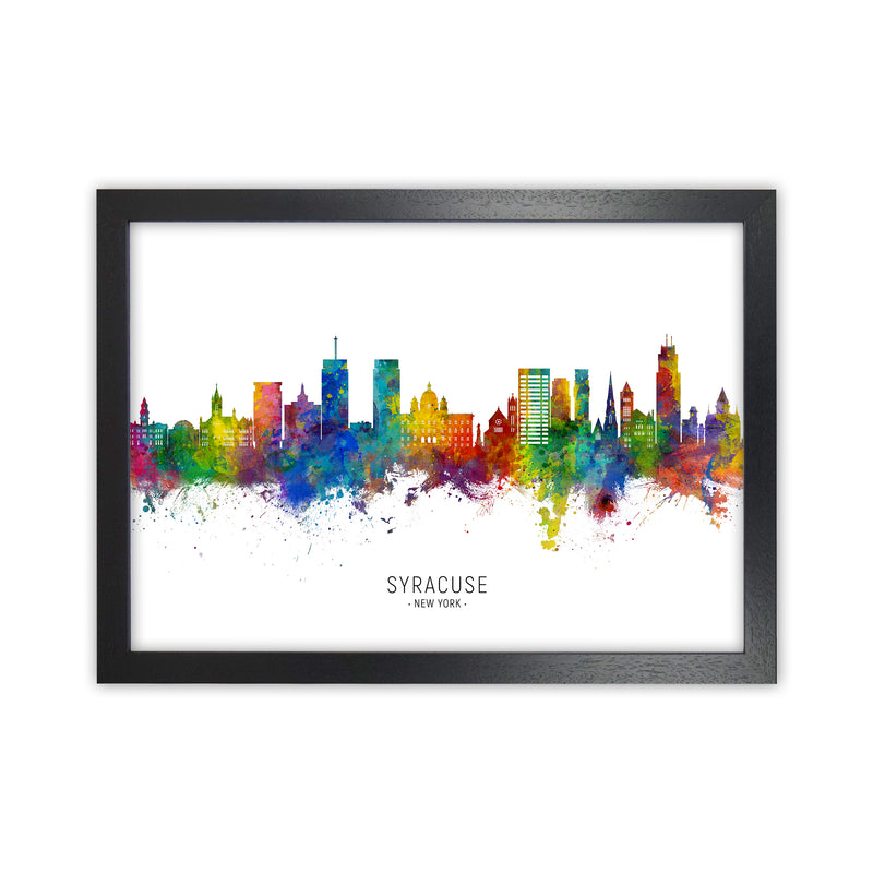 Syracuse New York Skyline Art Print by Michael Tompsett Black Grain