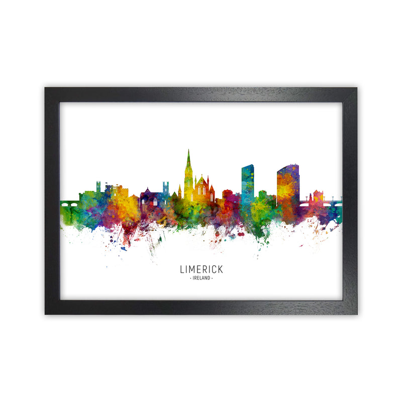 Limerick Ireland Skyline Art Print by Michael Tompsett Black Grain