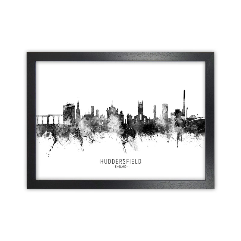 Huddersfield England Skyline Black White City Name  by Michael Tompsett Black Grain