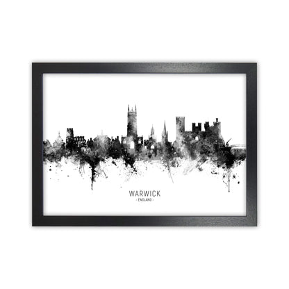 Warwick England Skyline Black White City Name  by Michael Tompsett Black Grain