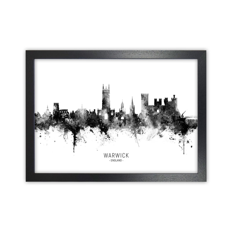 Warwick England Skyline Black White City Name  by Michael Tompsett Black Grain