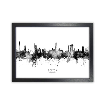 Bolton England Skyline Black White City Name  by Michael Tompsett Black Grain