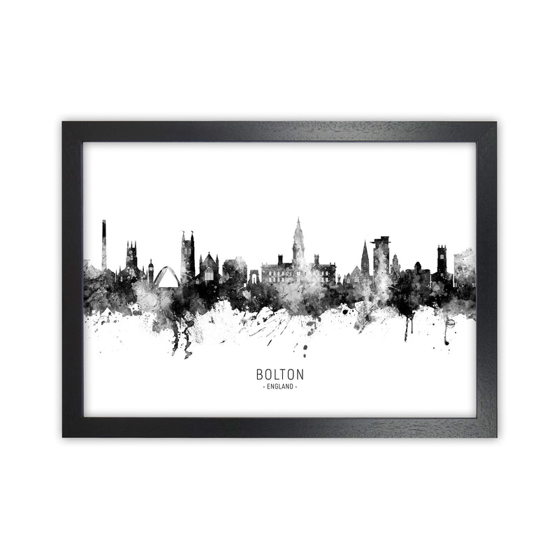 Bolton England Skyline Black White City Name  by Michael Tompsett Black Grain