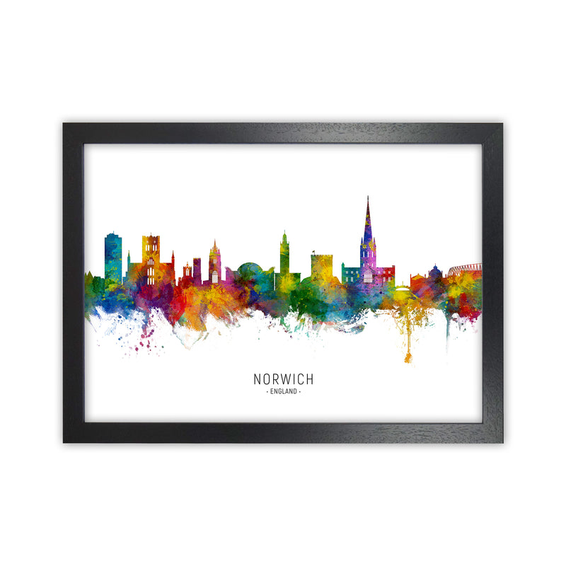 Norwich England Skyline Art Print by Michael Tompsett Black Grain