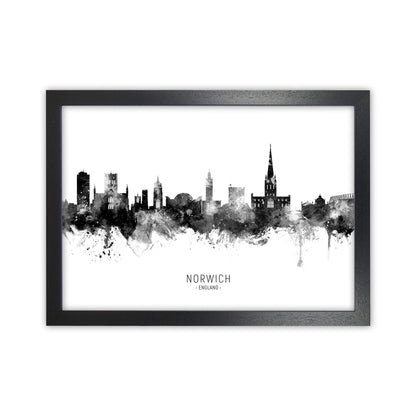 Norwich England Skyline Black White City Name  by Michael Tompsett Black Grain