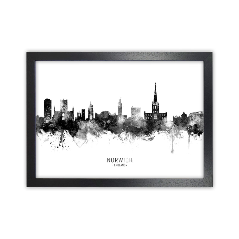 Norwich England Skyline Black White City Name  by Michael Tompsett Black Grain